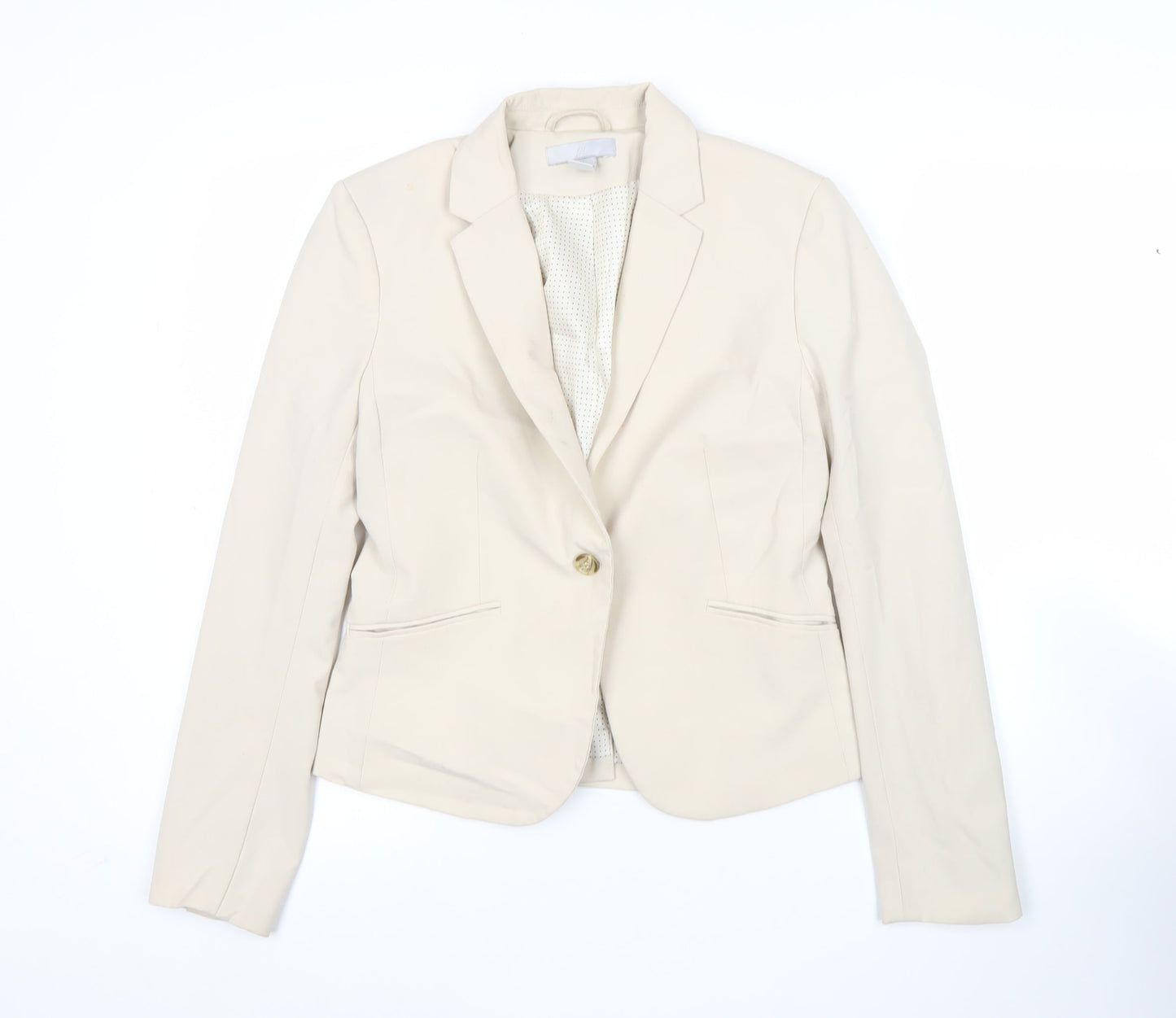 H&M Women Beige Size 10 Tailored Single-Breasted Blazer