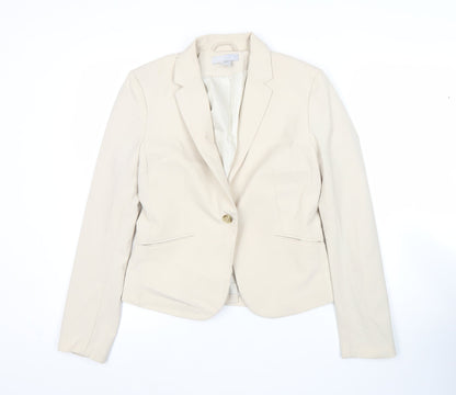 H&M Women Beige Size 10 Tailored Single-Breasted Blazer