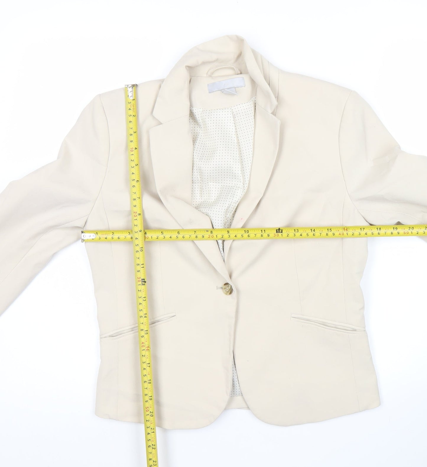 H&M Women Beige Size 10 Tailored Single-Breasted Blazer