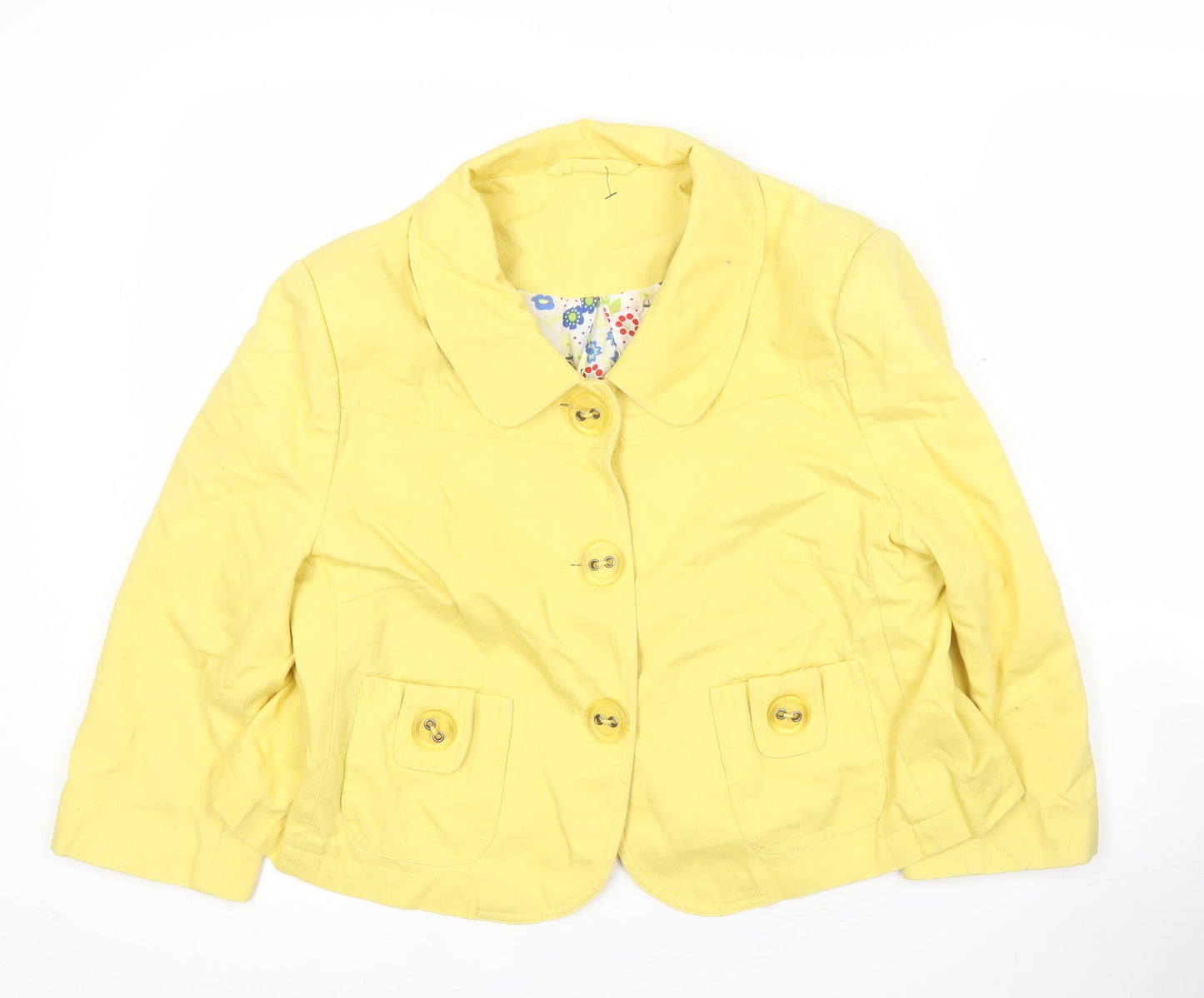 New Look Women’s Yellow Cotton Jacket UK 16 Casual Short Style