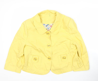 New Look Women’s Yellow Cotton Jacket UK 16 Casual Short Style