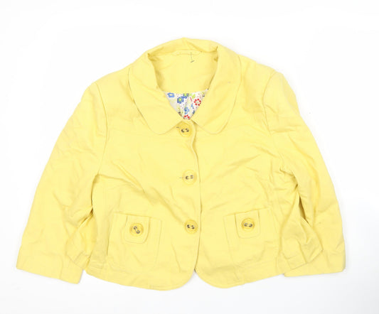 New Look Women’s Yellow Cotton Jacket UK 16 Casual Short Style