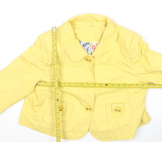 New Look Women’s Yellow Cotton Jacket UK 16 Casual Short Style