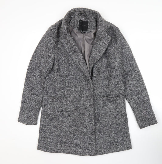 New Look Women’s Grey Wool Blend Mid-Length Overcoat UK 8