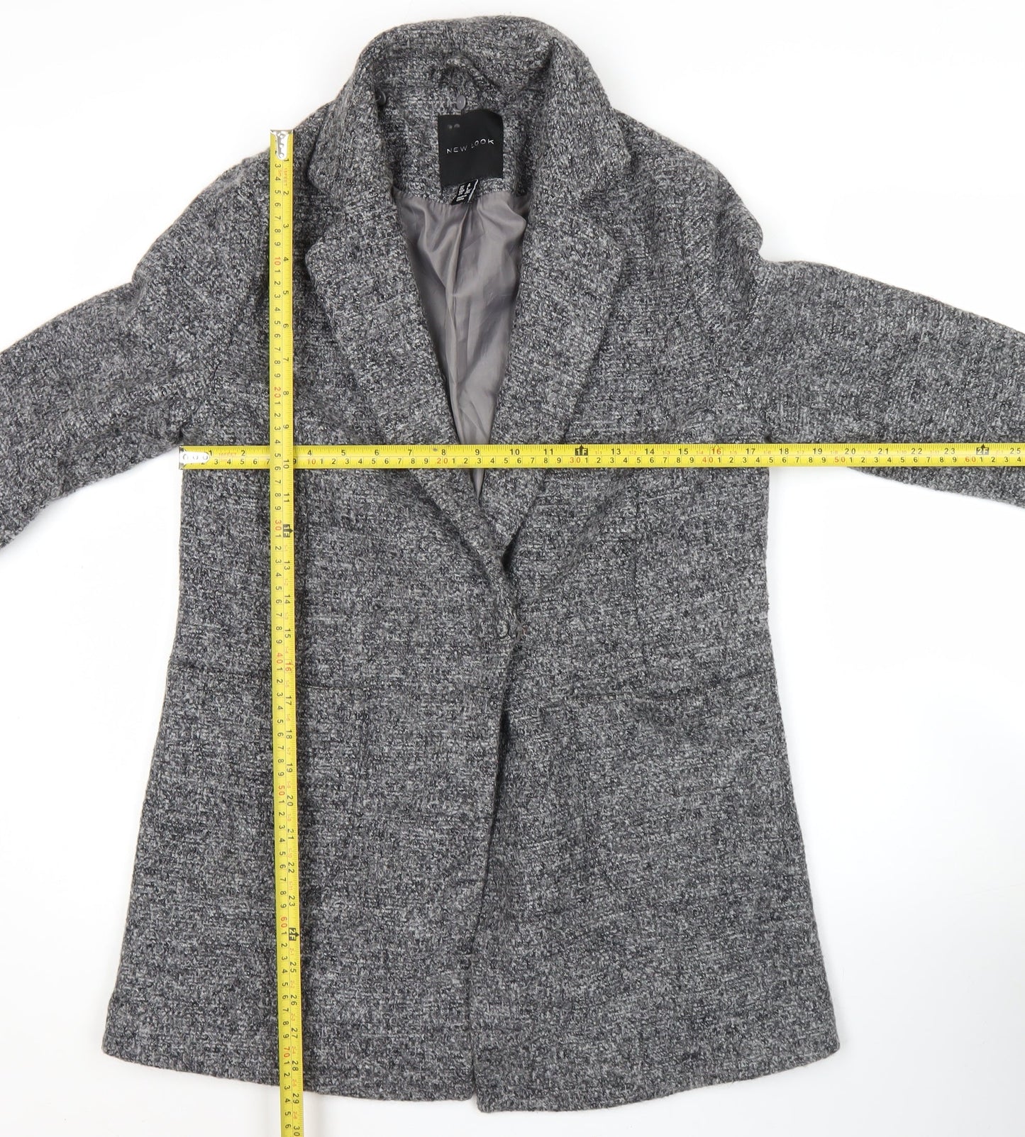 New Look Women’s Grey Wool Blend Mid-Length Overcoat UK 8