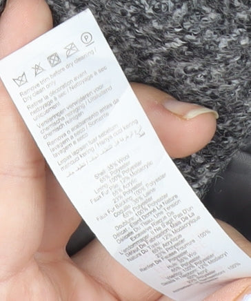 New Look Women’s Grey Wool Blend Mid-Length Overcoat UK 8