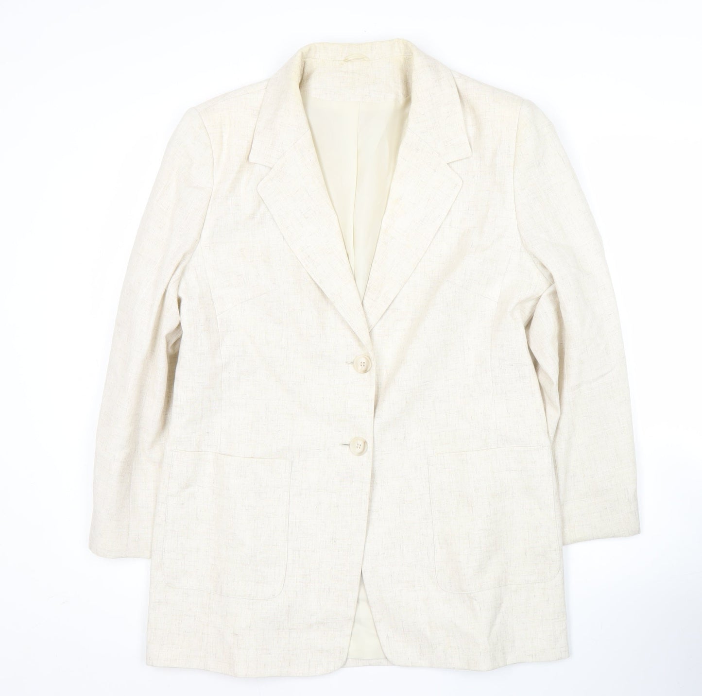 Debenhams Women Ivory Size 14 Linen Blend Blazer Jacket