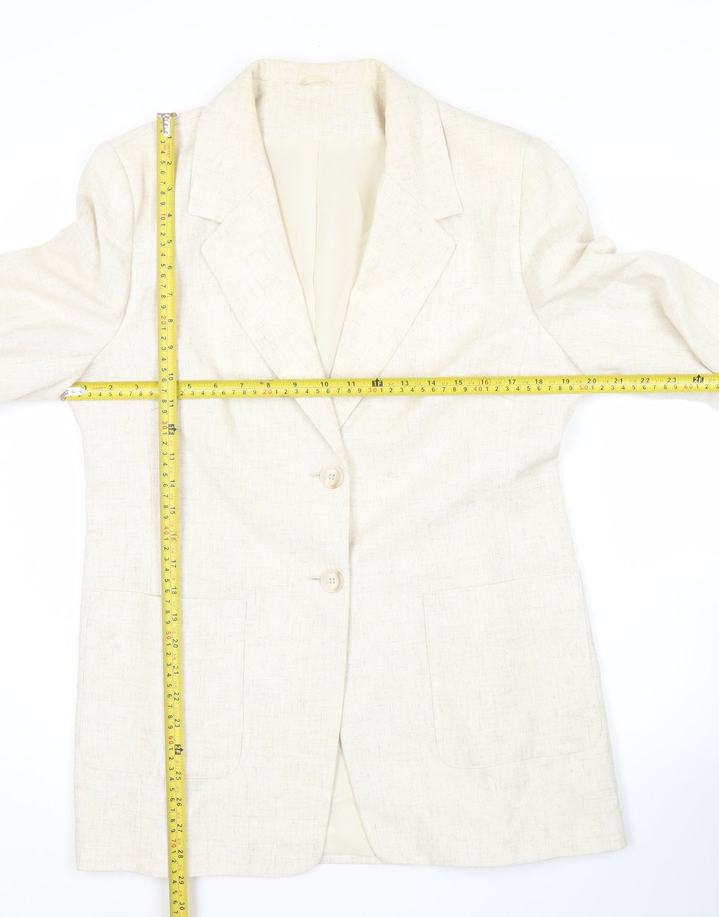 Debenhams Women Ivory Size 14 Linen Blend Blazer Jacket