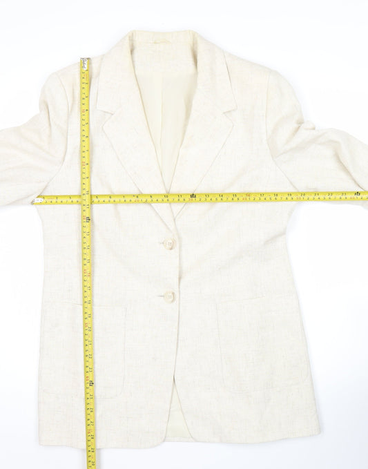 Debenhams Women Ivory Size 14 Linen Blend Blazer Jacket