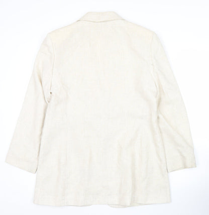 Debenhams Women Ivory Size 14 Linen Blend Blazer Jacket