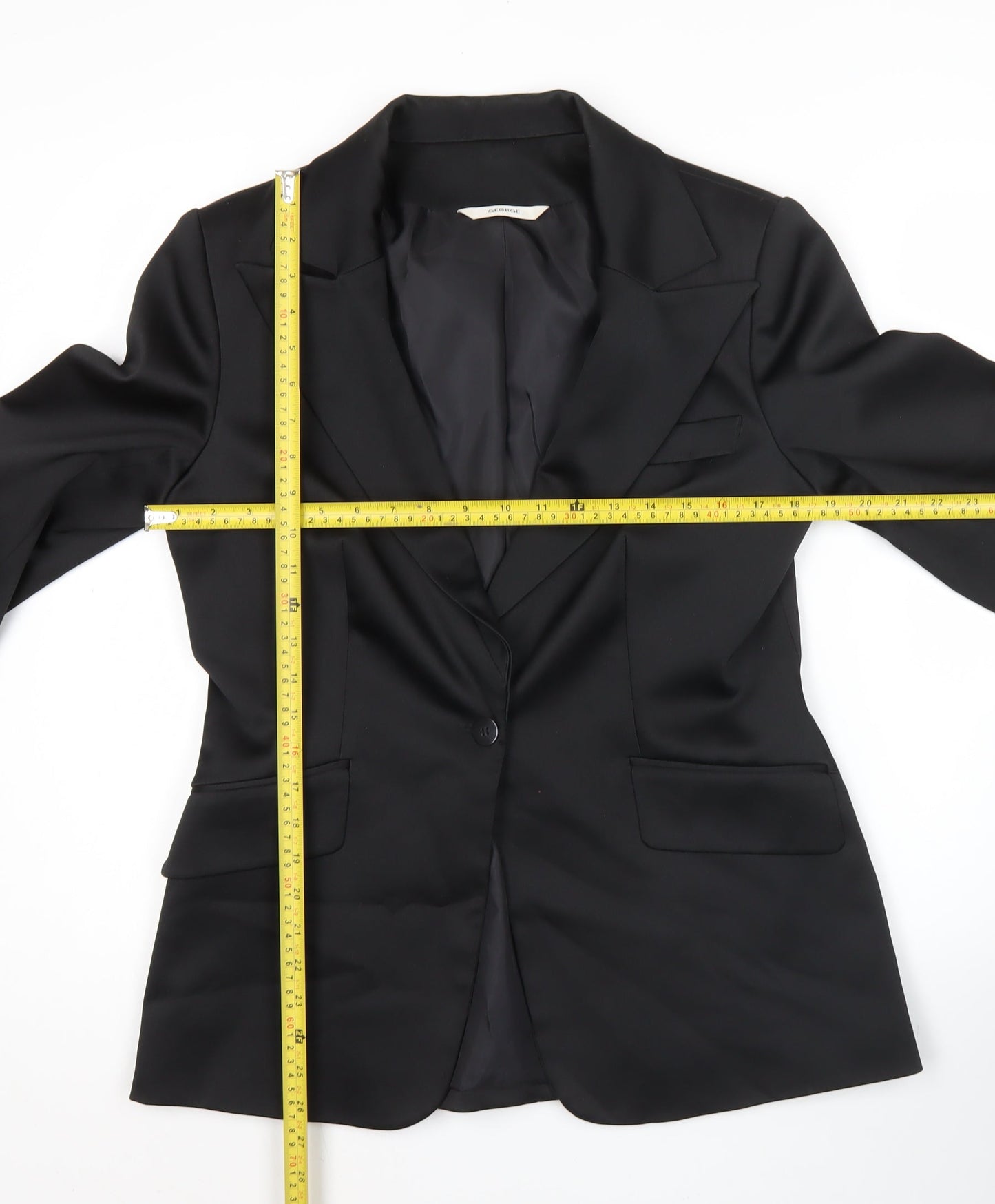 George Womens Black Size 12 Single-Breasted Blazer Jacket Workwear