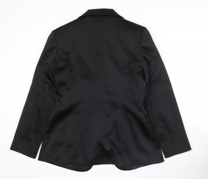 George Womens Black Size 12 Single-Breasted Blazer Jacket Workwear