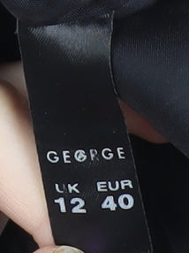 George Womens Black Size 12 Single-Breasted Blazer Jacket Workwear