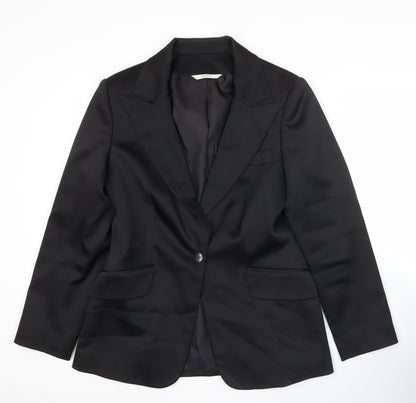 George Womens Black Size 12 Single-Breasted Blazer Jacket Workwear