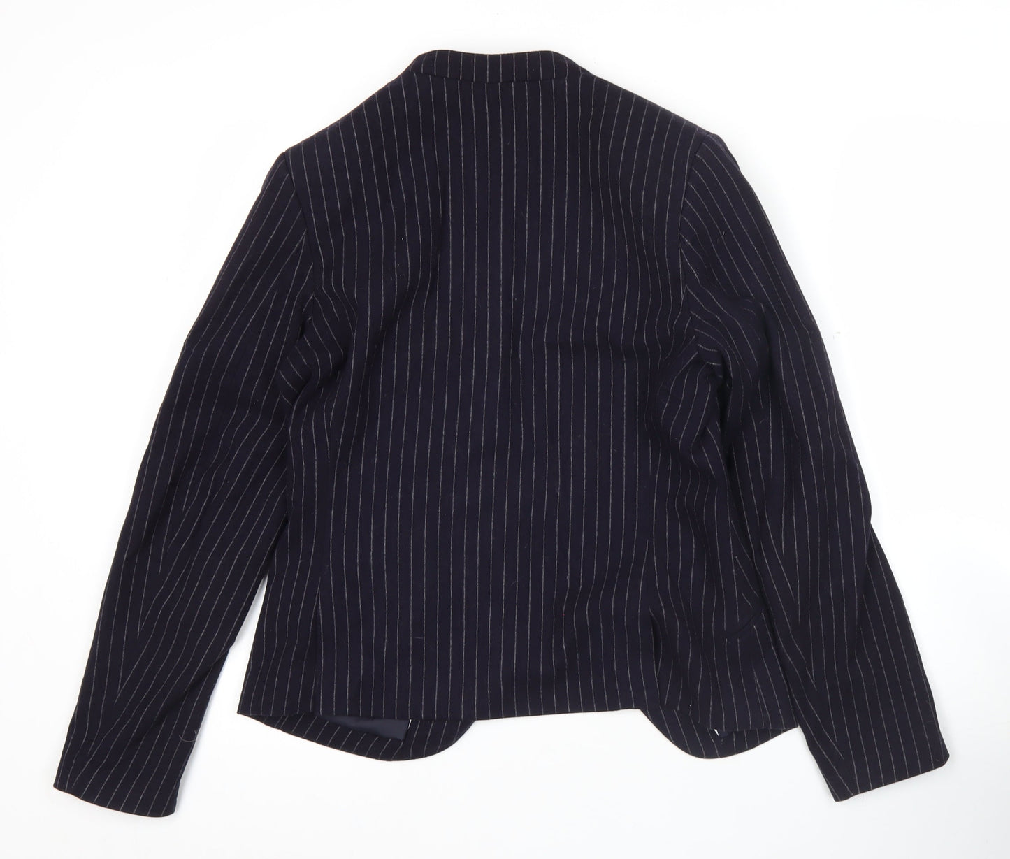 H&M Women’s Blue Pinstripe Blazer Size 10 Regular Fit Jacket