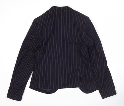 H&M Women’s Blue Pinstripe Blazer Size 10 Regular Fit Jacket