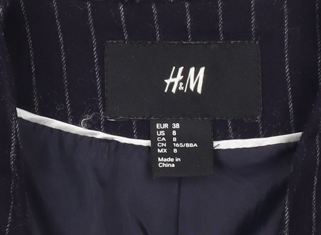 H&M Women’s Blue Pinstripe Blazer Size 10 Regular Fit Jacket