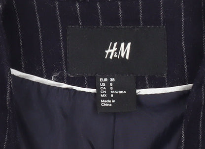 H&M Women’s Blue Pinstripe Blazer Size 10 Regular Fit Jacket