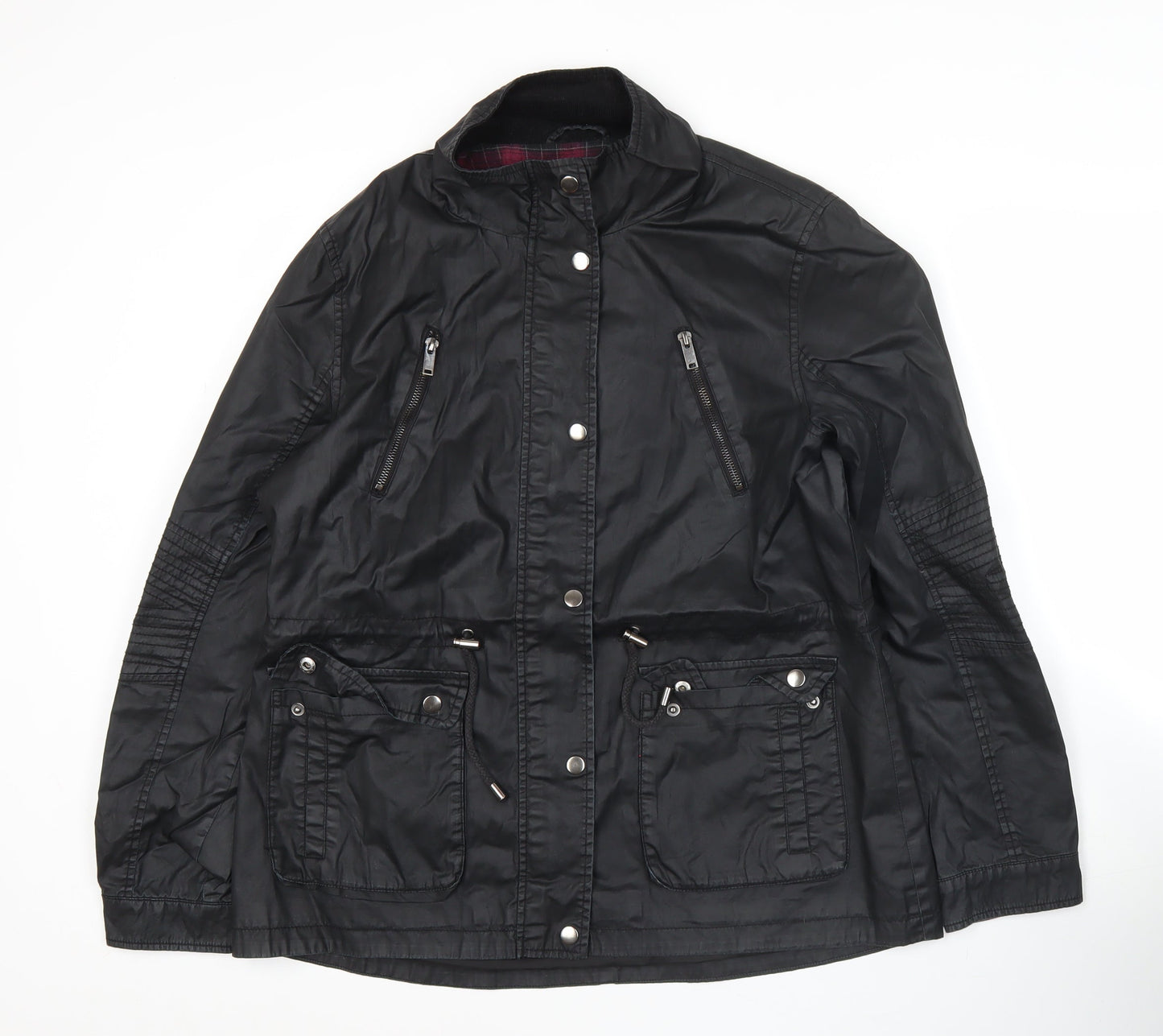 Atmosphere Women’s Black Military Jacket Size 14 Mid-Length Cotton Blend