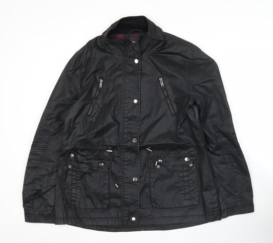 Atmosphere Women’s Black Military Jacket Size 14 Mid-Length Cotton Blend