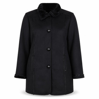 Womens UK Size 16 BM Black Overcoat