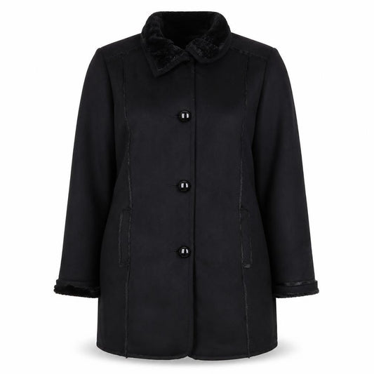 Womens UK Size 16 BM Black Overcoat