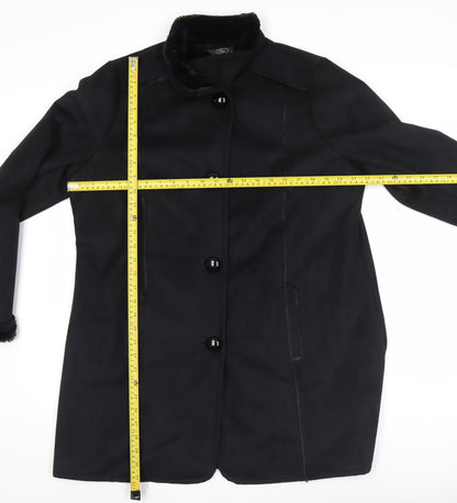 Bm Women’s Black Coat Size 16 Mid-Length Polyester Overcoat