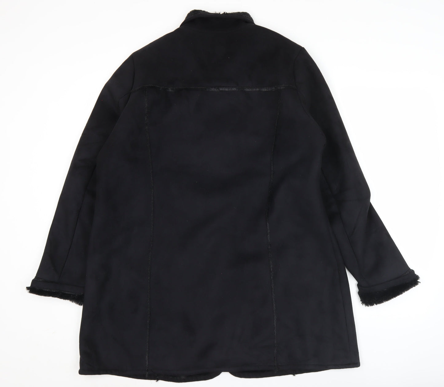 Bm Women’s Black Coat Size 16 Mid-Length Polyester Overcoat