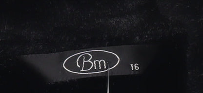 Bm Women’s Black Coat Size 16 Mid-Length Polyester Overcoat