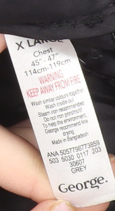 George Mens Grey XL 45-47" Puffer Jacket Lightweight Quilted Coat