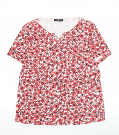 Womens UK Size M Bm Casual Red Basic T-Shirt