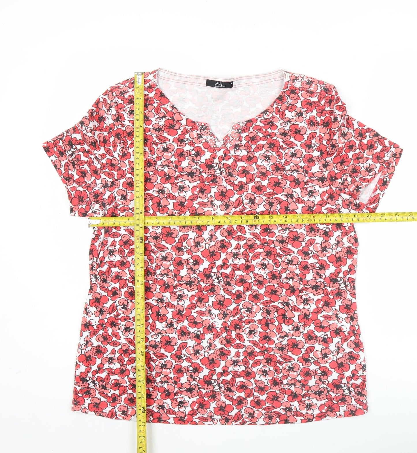 Womens UK Size M Bm Casual Red Basic T-Shirt