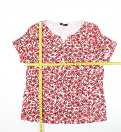 Womens UK Size M Bm Casual Red Basic T-Shirt