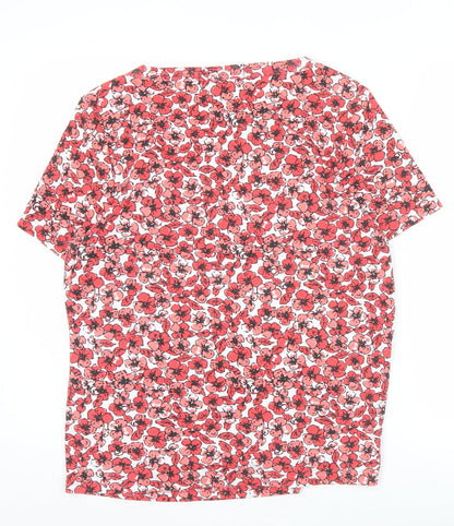 Womens UK Size M Bm Casual Red Basic T-Shirt
