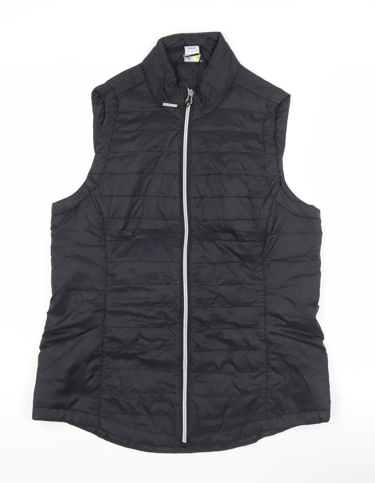 F&F Women’s Black Puffer Waistcoat Size 12 Sleeveless Zip Front