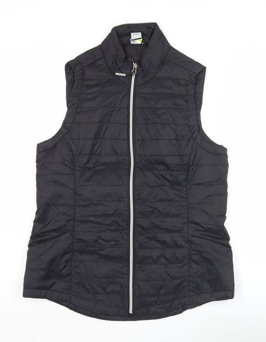 F&F Women’s Black Puffer Waistcoat Size 12 Sleeveless Zip Front