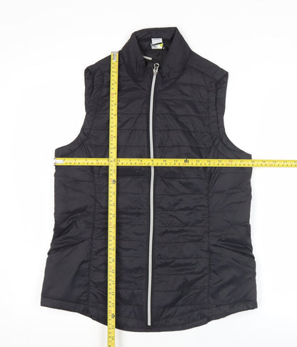 F&F Women’s Black Puffer Waistcoat Size 12 Sleeveless Zip Front