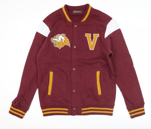 Primark Men’s Red Varsity Jacket Size L Cotton Blend Casual