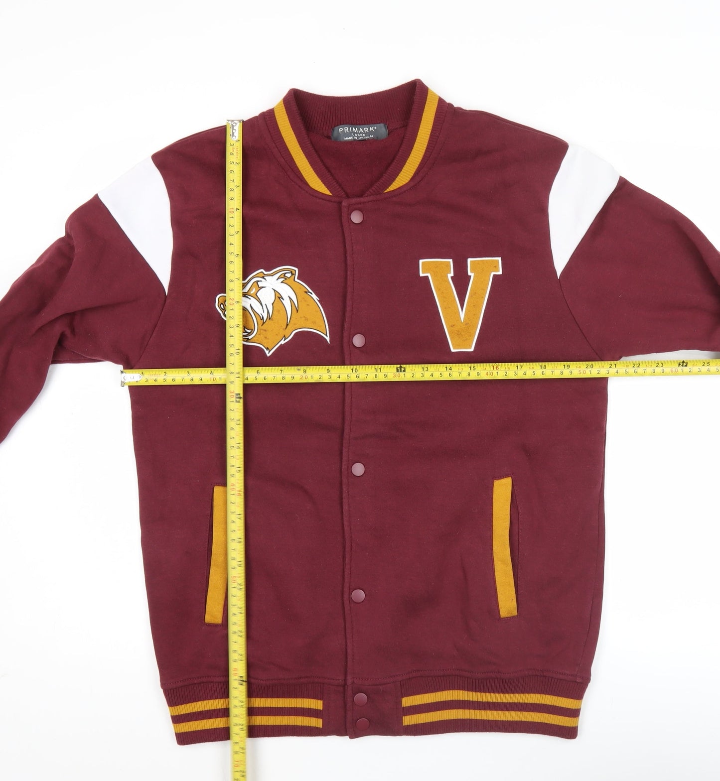 Primark Men’s Red Varsity Jacket Size L Cotton Blend Casual