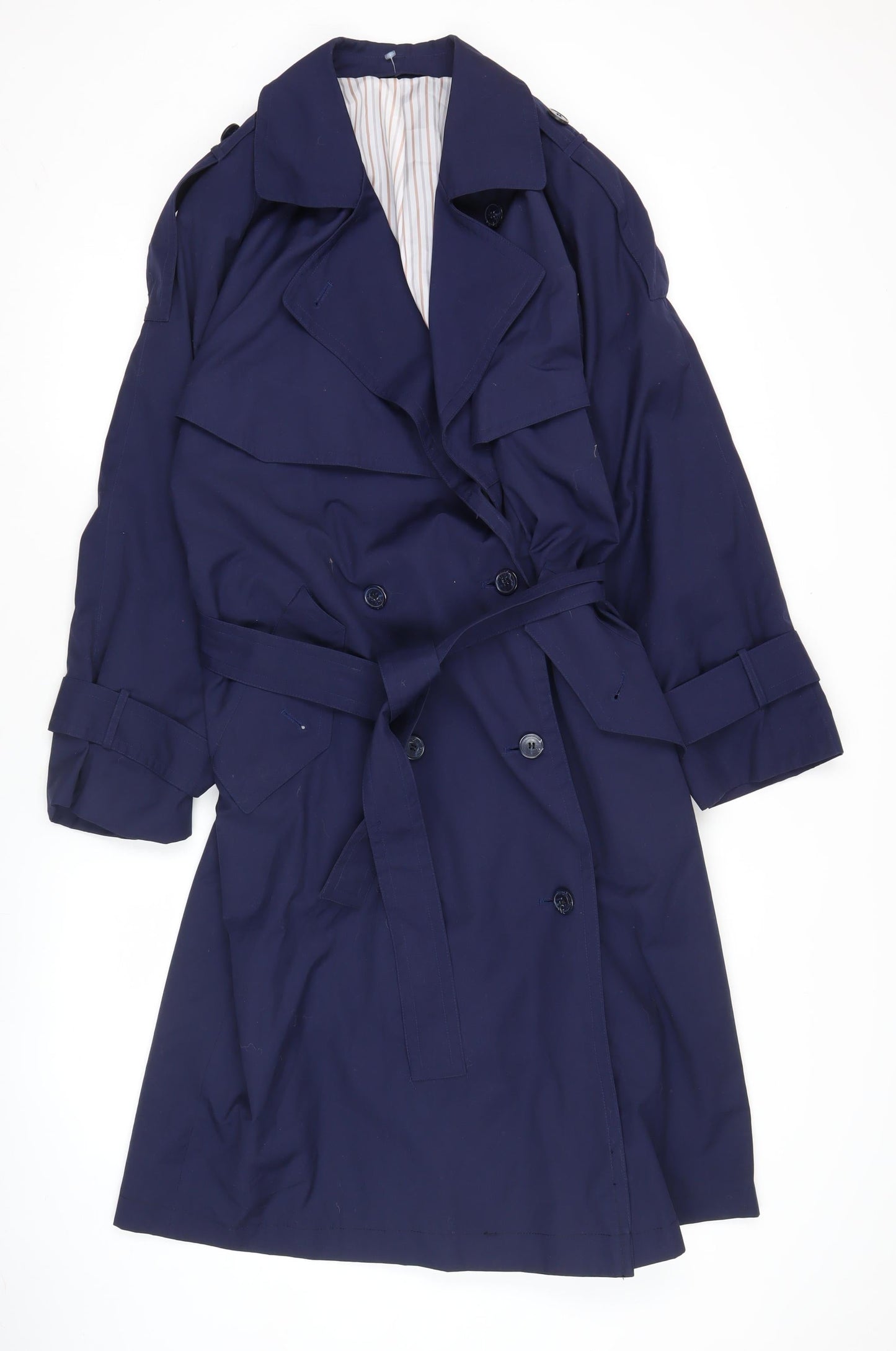 Clockhouse Women's Blue Trench Coat S Long Belted Classic Workwear