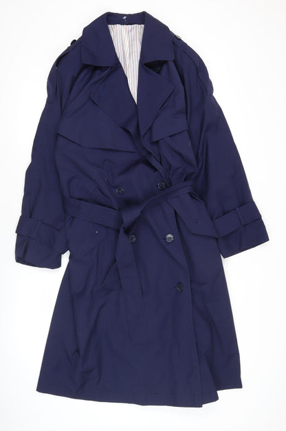 Clockhouse Women's Blue Trench Coat S Long Belted Classic Workwear