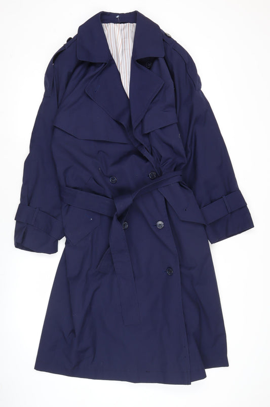 Clockhouse Women's Blue Trench Coat S Long Belted Classic Workwear