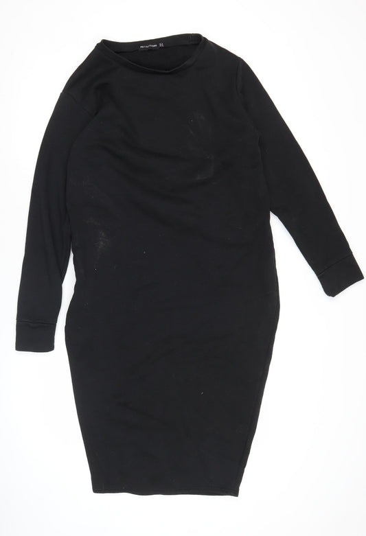 PrettyLittleThing Women Black Size 10 Bodycon Long Sleeve Dress