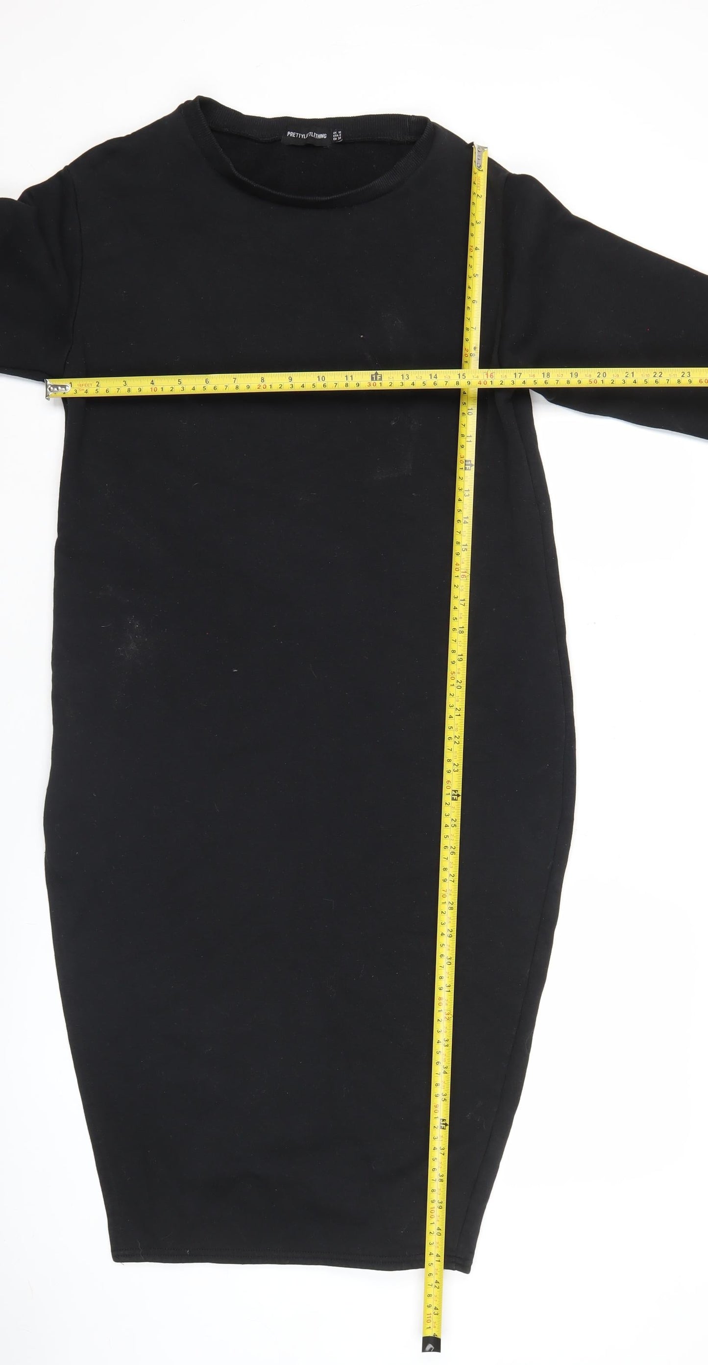 PrettyLittleThing Women Black Size 10 Bodycon Long Sleeve Dress