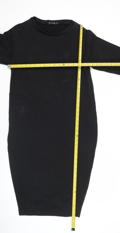 PrettyLittleThing Women Black Size 10 Bodycon Long Sleeve Dress