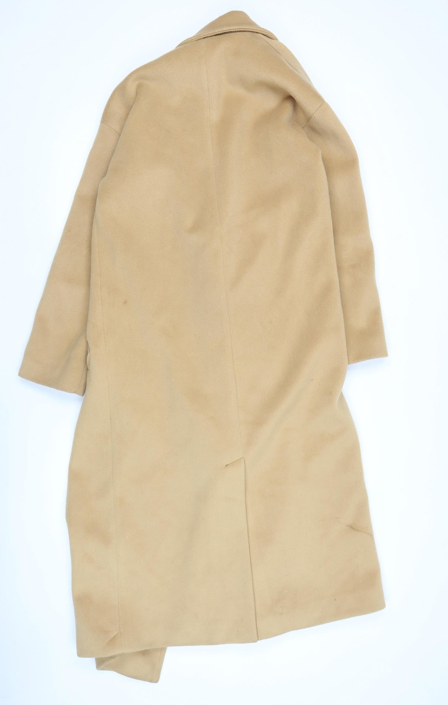 Primark Women’s Beige Long Overcoat Size 8 Classic Buttoned