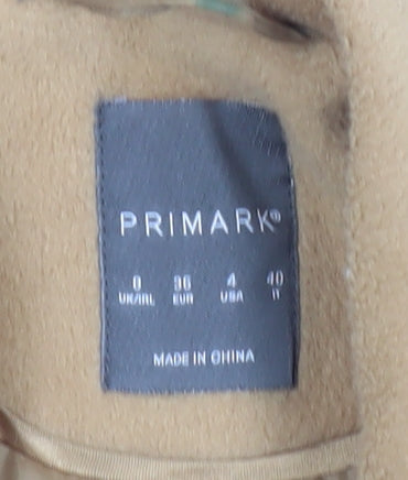 Primark Women’s Beige Long Overcoat Size 8 Classic Buttoned