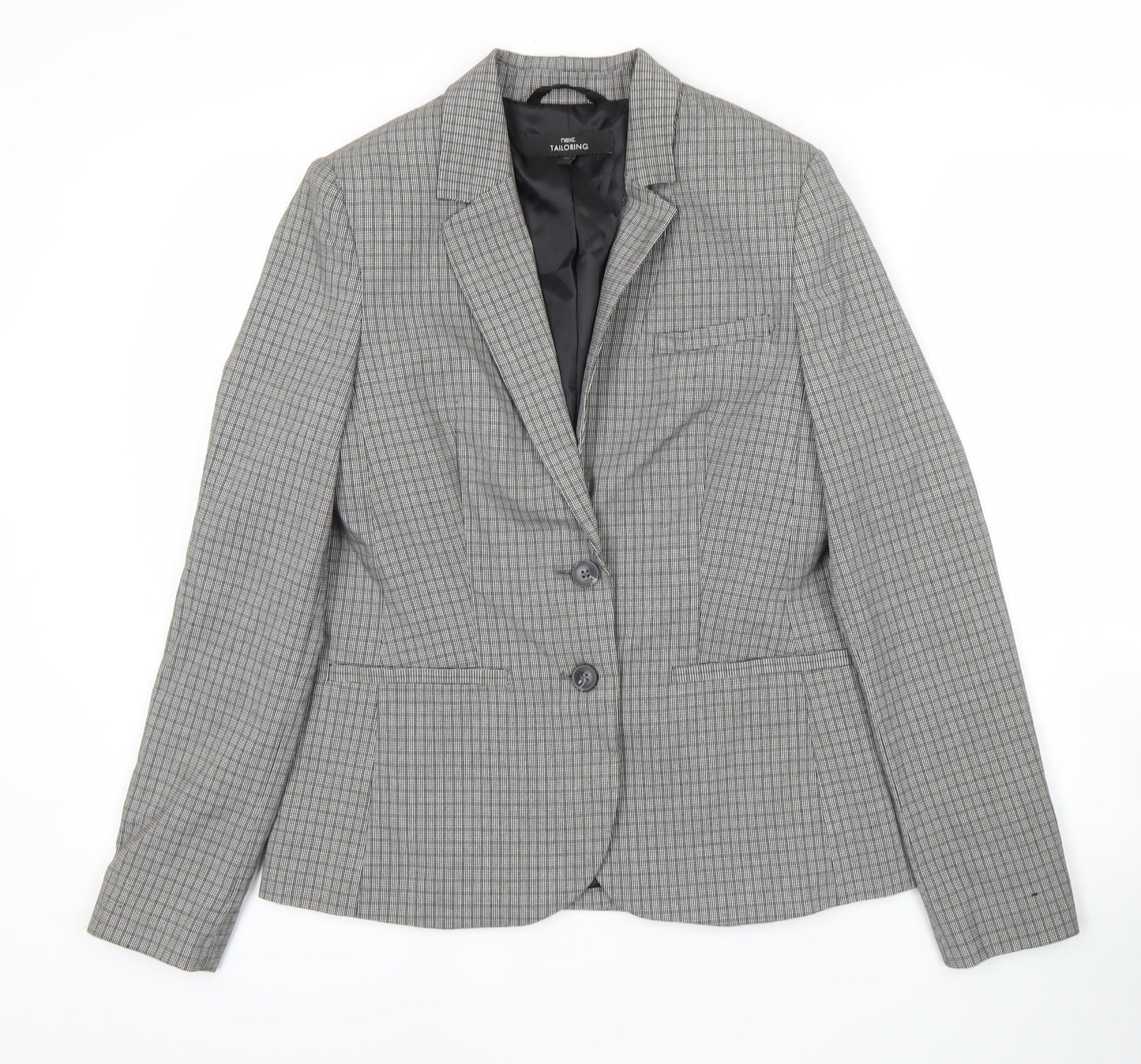 Next Women Grey Check Tailored Blazer Jacket Size 10 UK