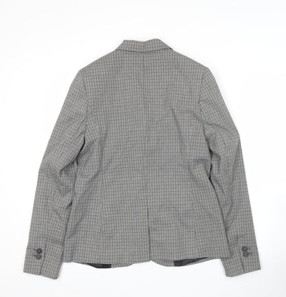 Next Women Grey Check Tailored Blazer Jacket Size 10 UK