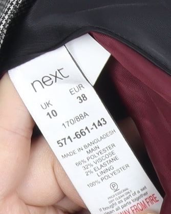 Next Women Grey Check Tailored Blazer Jacket Size 10 UK